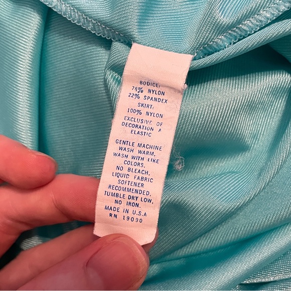 M Vintage 70s Olga Teal stretchy satin-like maxi dress nightgown - Picture 16 of 16